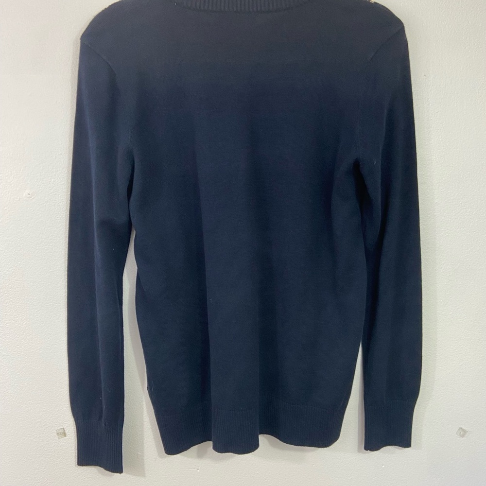 Lauren Ralph‎ Lauren Black Label Medium Blue Gold Chain Sweater Preppy Old Money - Picture 4 of 9